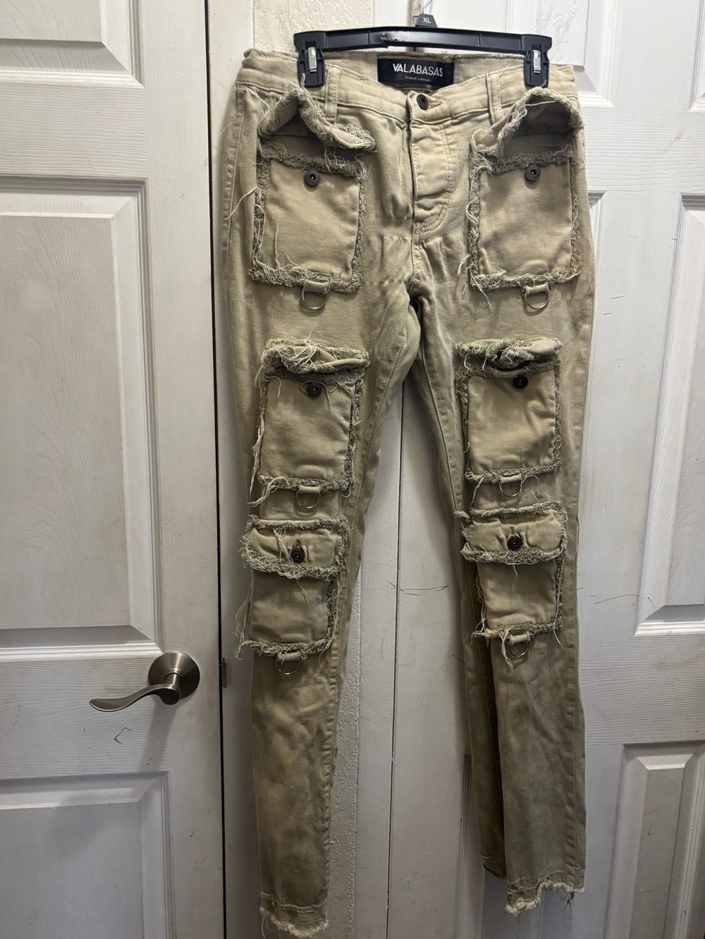 Valabasas Men's Distressed Cargo Pants - Khaki
